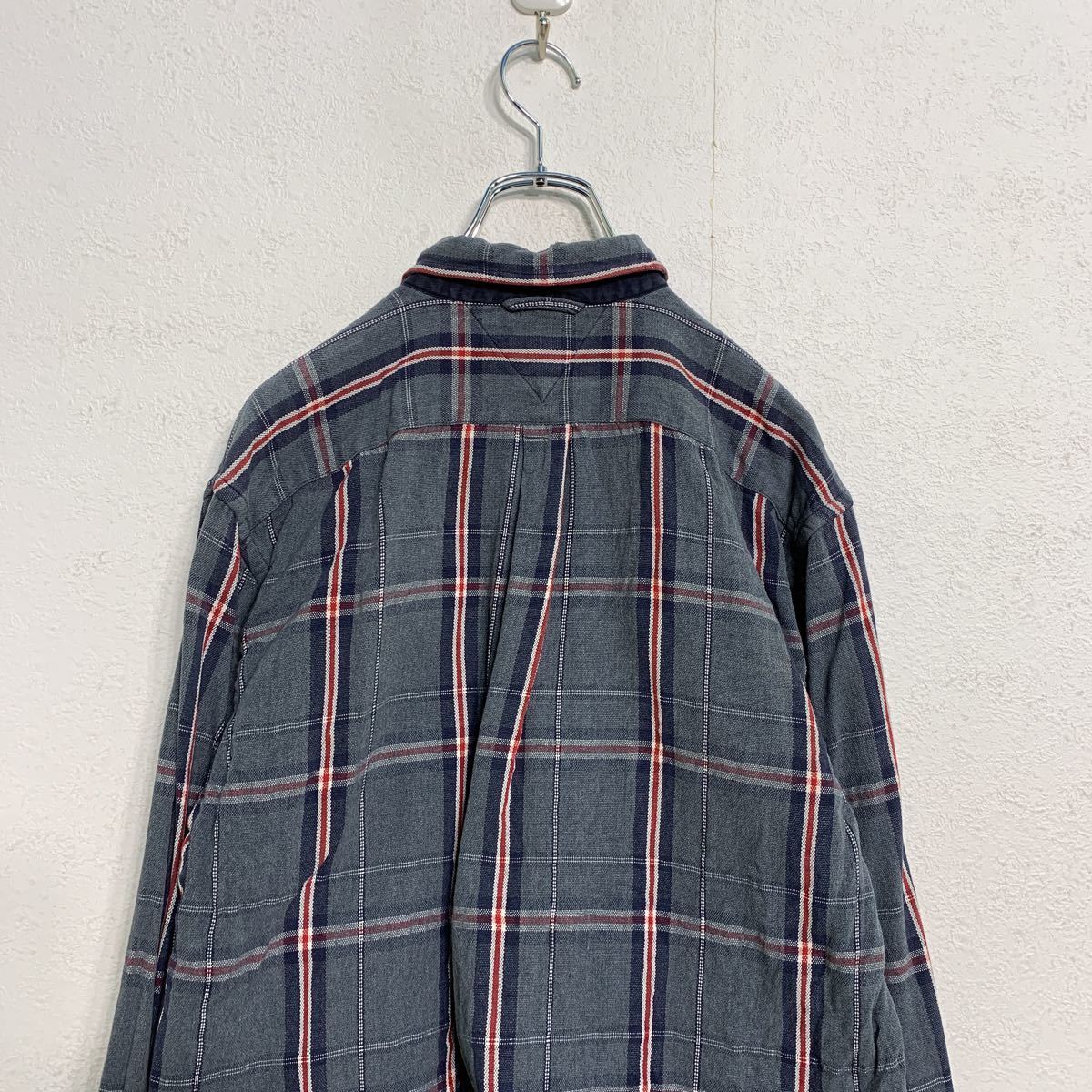 TOMMY HILFIGER 長袖 チェックシャツ ウィメンズ XL グレー レッド ネイビー トミーヒルフィガー 古着卸 アメリカ仕入れ a405-6004_画像6