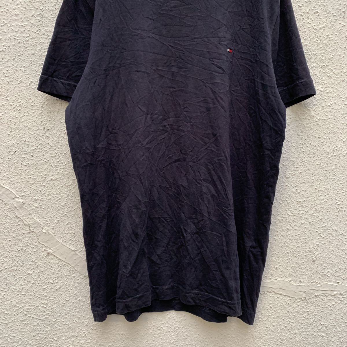 TOMMY HILFIGER 半袖 Tシャツ S ネイビー トミーヒルフィガー ワンポイントロゴ 古着卸 アメリカ仕入れ a406-5987_画像3