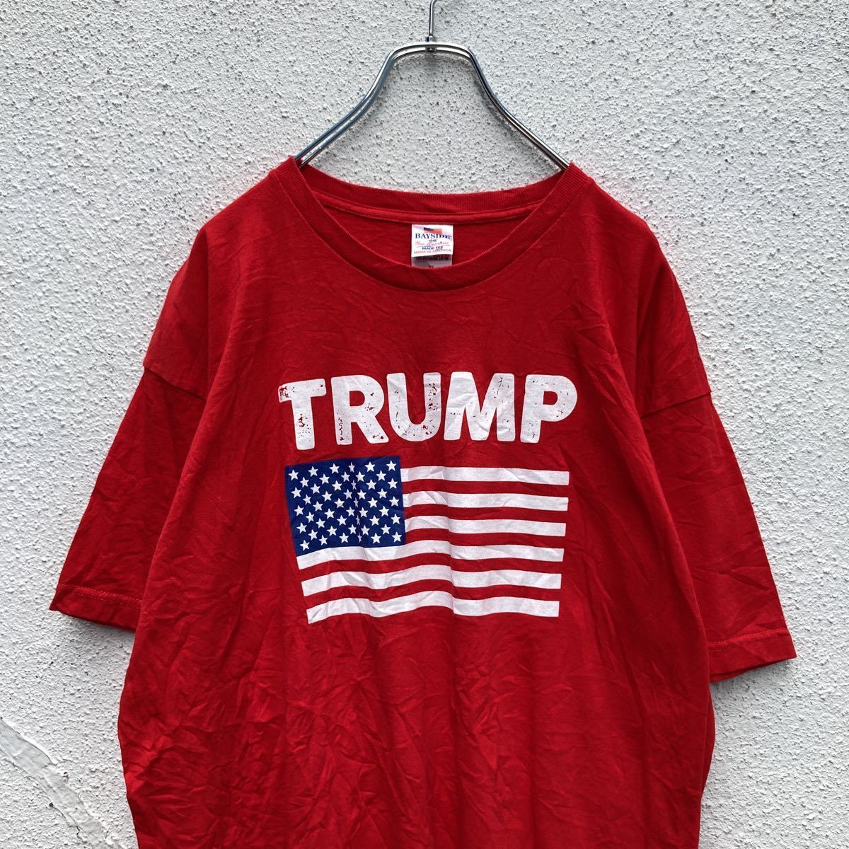 BAYSIDE 半袖 プリント Tシャツ XL レッド トランプ アメリカ 星条旗 ビッグサイズ USA製 古着卸 アメリカ仕入 a505-6194_画像2
