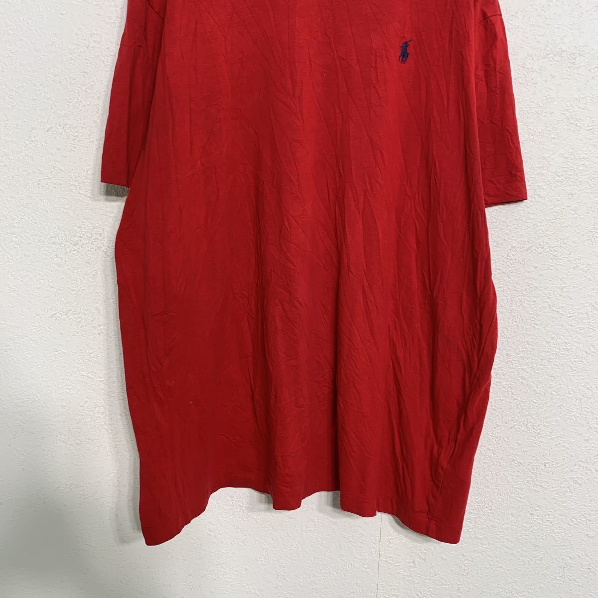 Polo Ralph Lauren 半袖Tシャツ L レッド Vネック ポロラルフローレン ワンポイントロゴ 古着卸 アメリカ仕入れ a407-5136_画像3