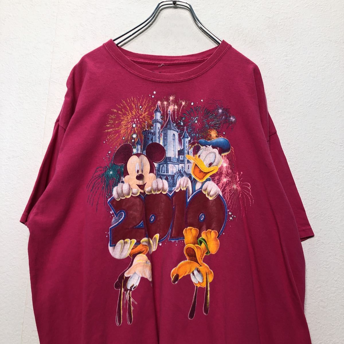 Disney 半袖 プリントTシャツ XLサイズ ビッグサイズ ディズニー ミッキー&フレンズ ピンク 古着卸 アメリカ仕入れ a406-6286_画像2