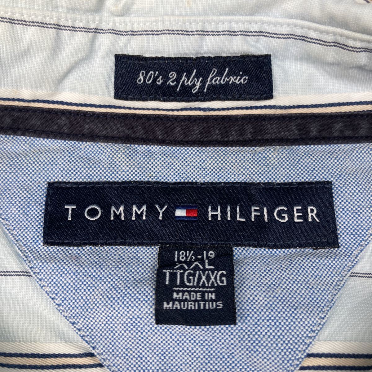 TOMMY HILFIGER 長袖 ストライプ柄 シャツ XXL ライトブルー ビッグサイズ トミーヒルフィガー 古着卸 アメリカ仕入 a505-6332_画像9