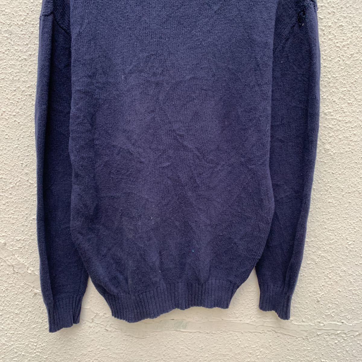 NAUTICA knitted sweater wi men's M navy Nautica one Point Logo old clothes . America stock a410-5155