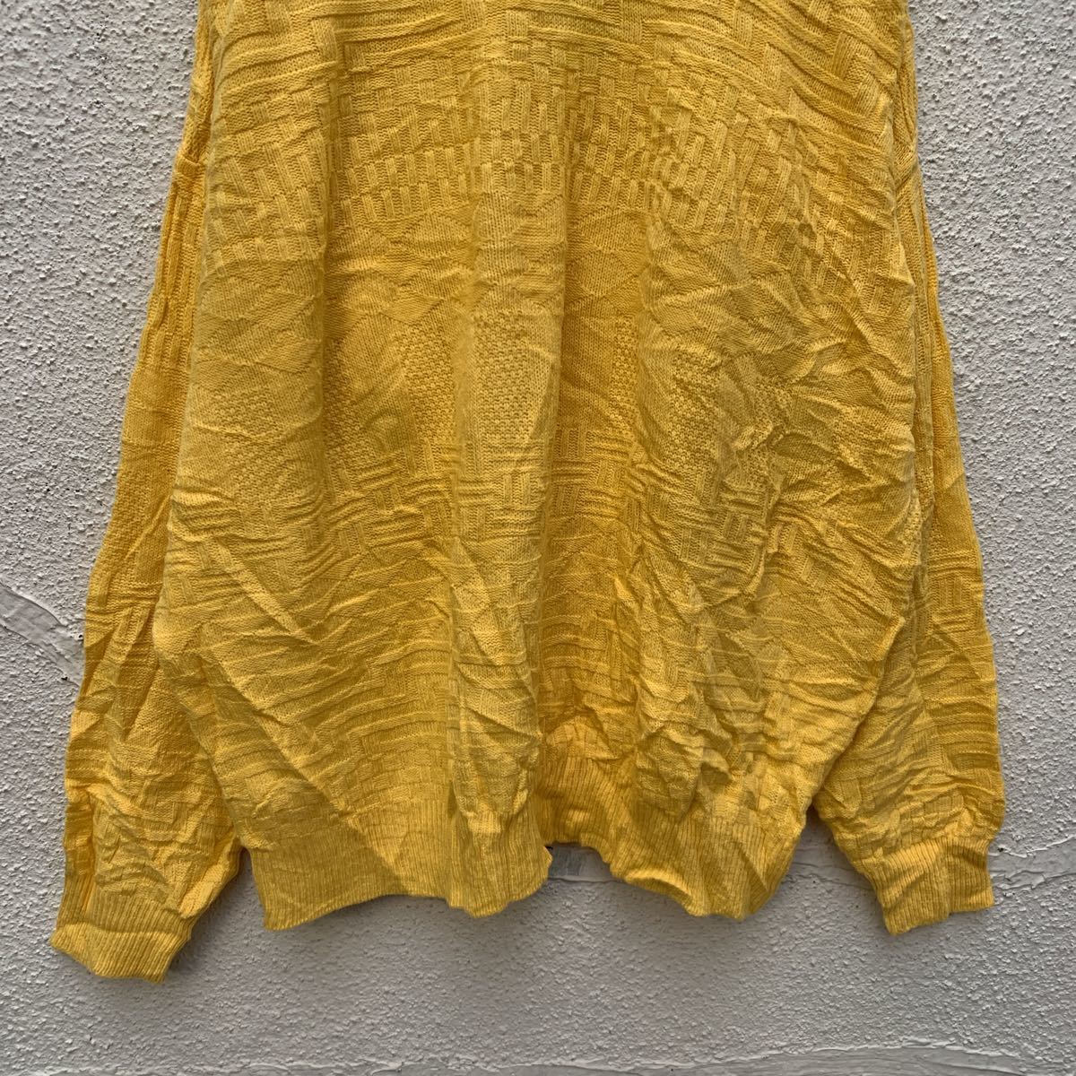  вязаный свитер XL~ желтый V шея б/у одежда . America запас a411-5768