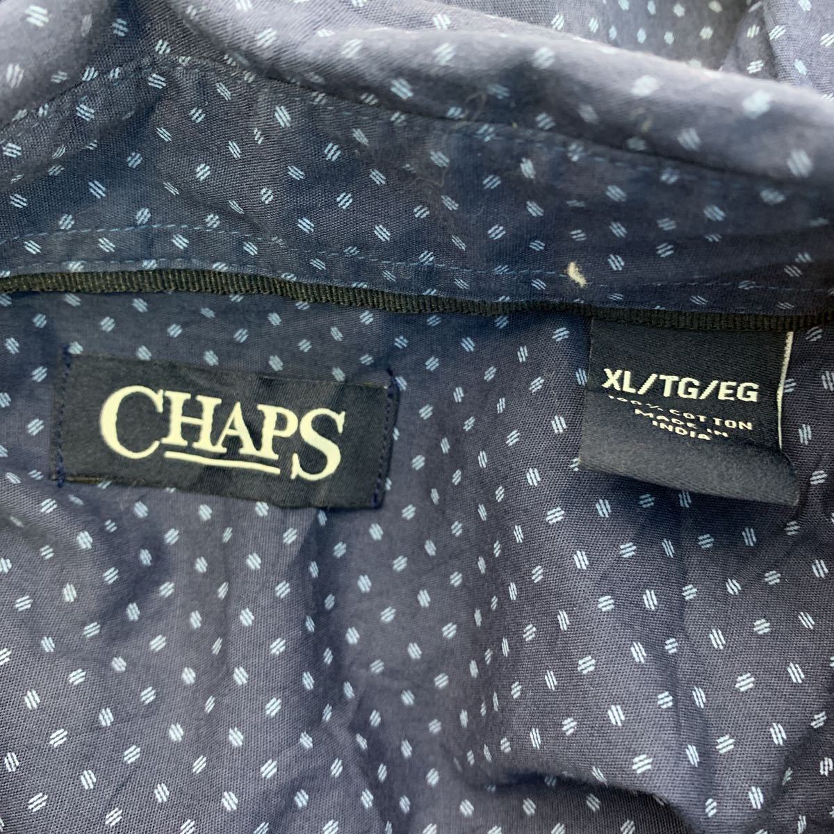 CHAPS 長袖 ドット柄 シャツ XL ネイビー チャップス ボタンダウン ビッグサイズ 水玉 古着卸 アメリカ仕入 a505-6455_画像7