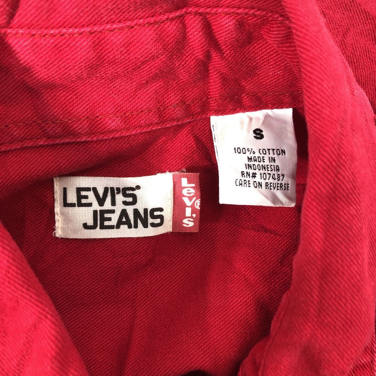 Levi's ワークシャツ ジーンズ S サイズ レッド リーバイス 古着卸 アメリカ仕入れ a412-5302_画像7