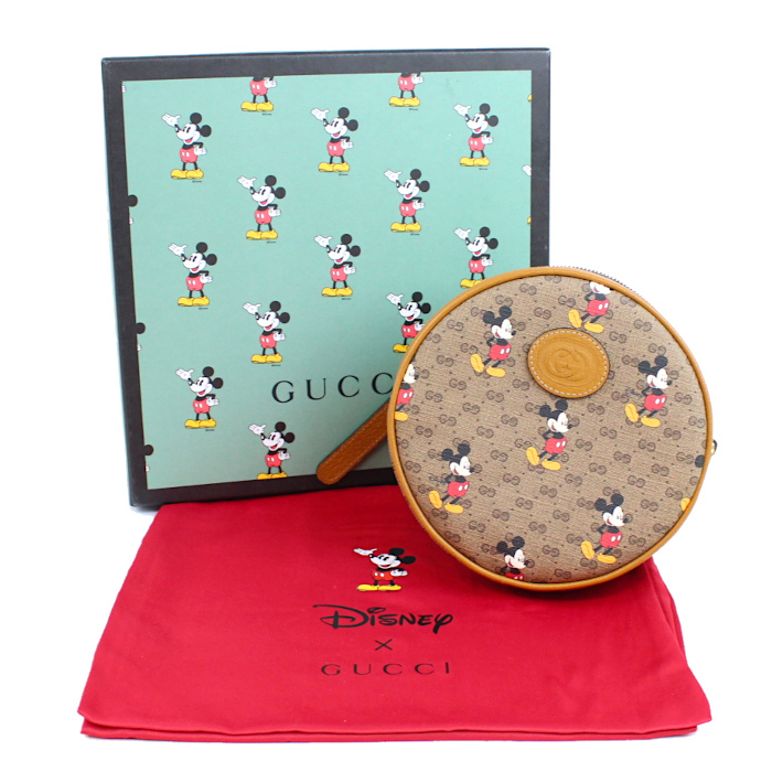 美品 グッチ GUCCI ミニGG ディズニー ミッキー PVC ブラウン 茶 バックパック ミニリュック 603730_画像1