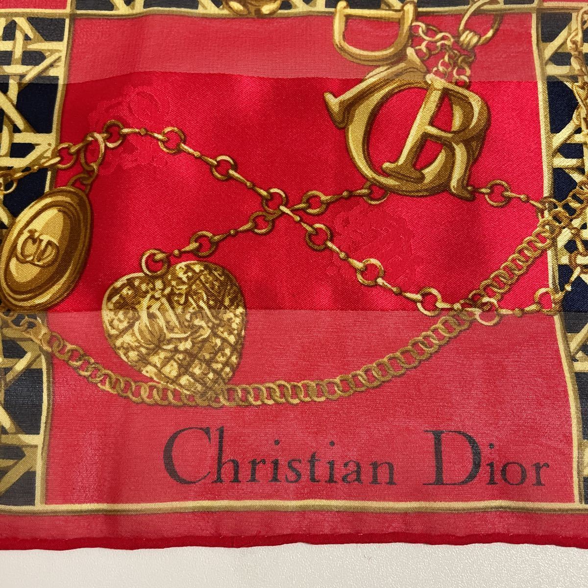 即決 Christian Dior ディオール ヴィンテージ ロゴ 大判 スカーフ