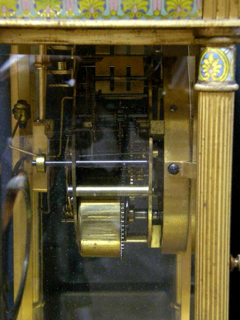 置き時計 精工社 七宝金具飾り 4面ガラス デガンギ ニッケル 置き時計 精工社 七宝金具飾り 4面ガラス デガンギ ニッケル