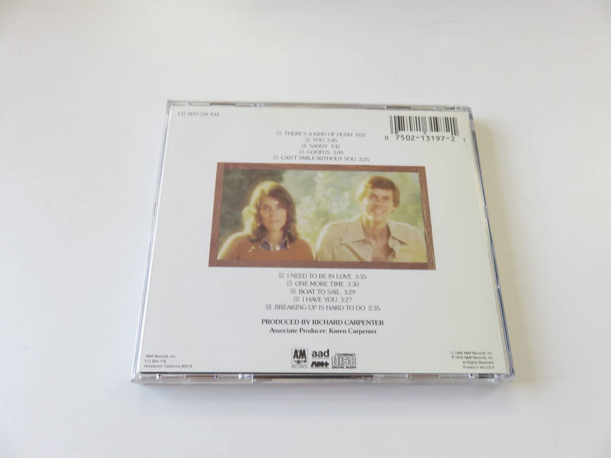 【米国盤】カーペンターズ A KIND OF HUSH CD THE CARPENTERS CD3197/DX834_画像2