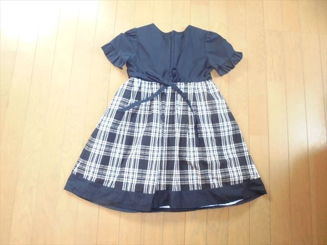  beautiful goods * art letter * navy blue color check. lady`s One-piece, dress *130