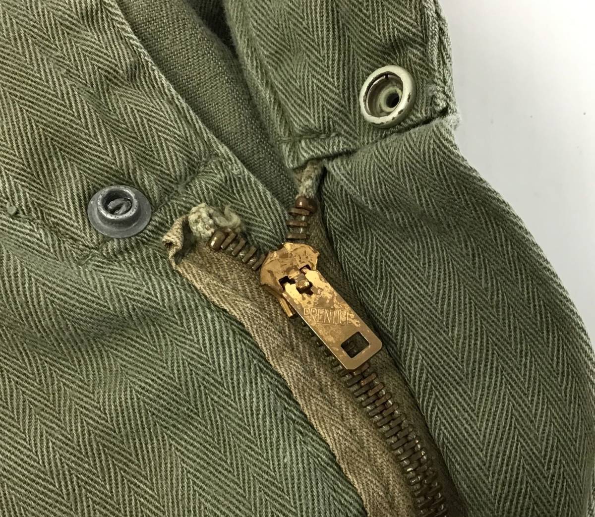 BLUE BELL SANFORIZED つなぎ ヘリンボーン prenticeジッパー カーキ系