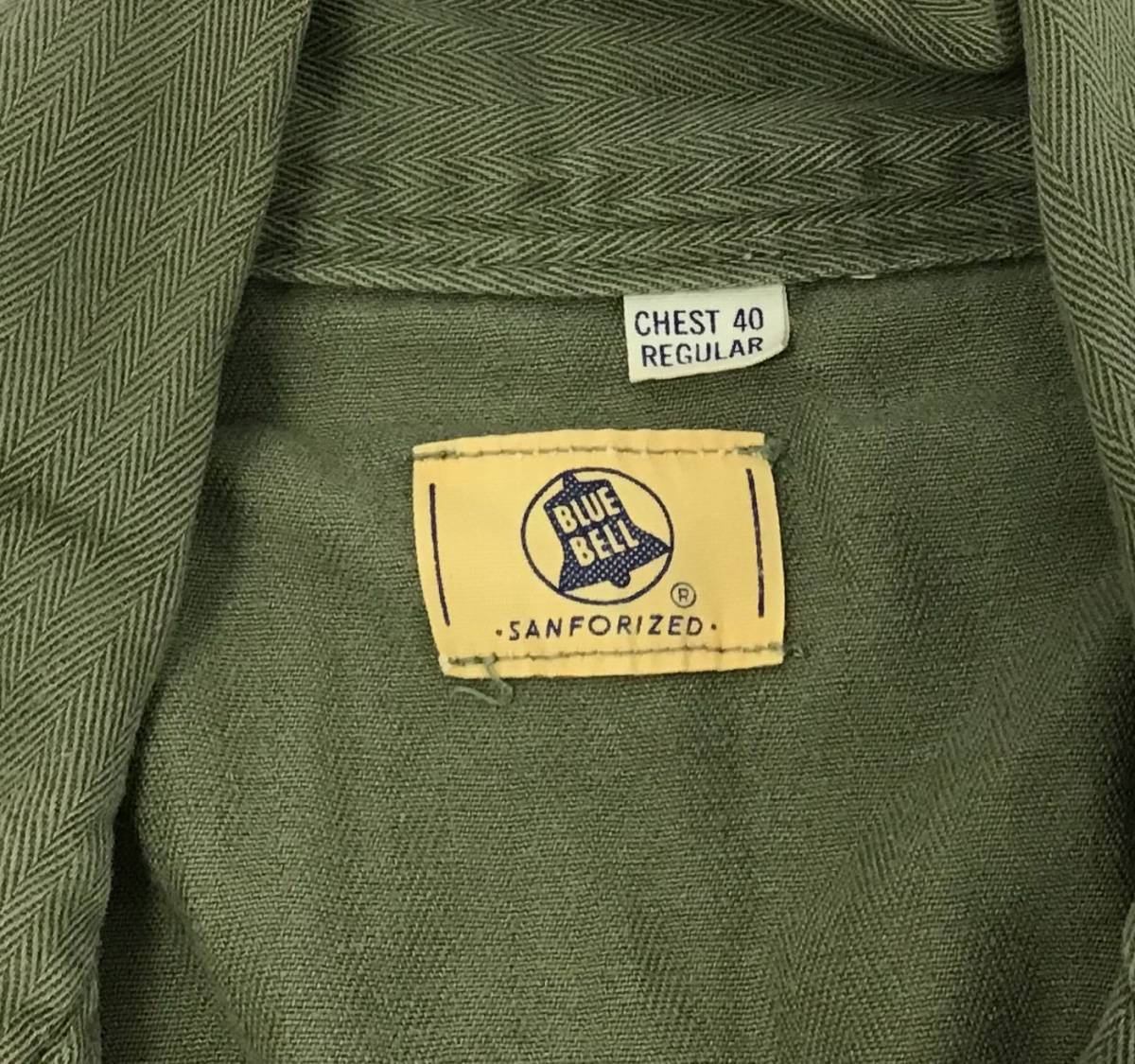 BLUE BELL SANFORIZED つなぎ ヘリンボーン prenticeジッパー カーキ系