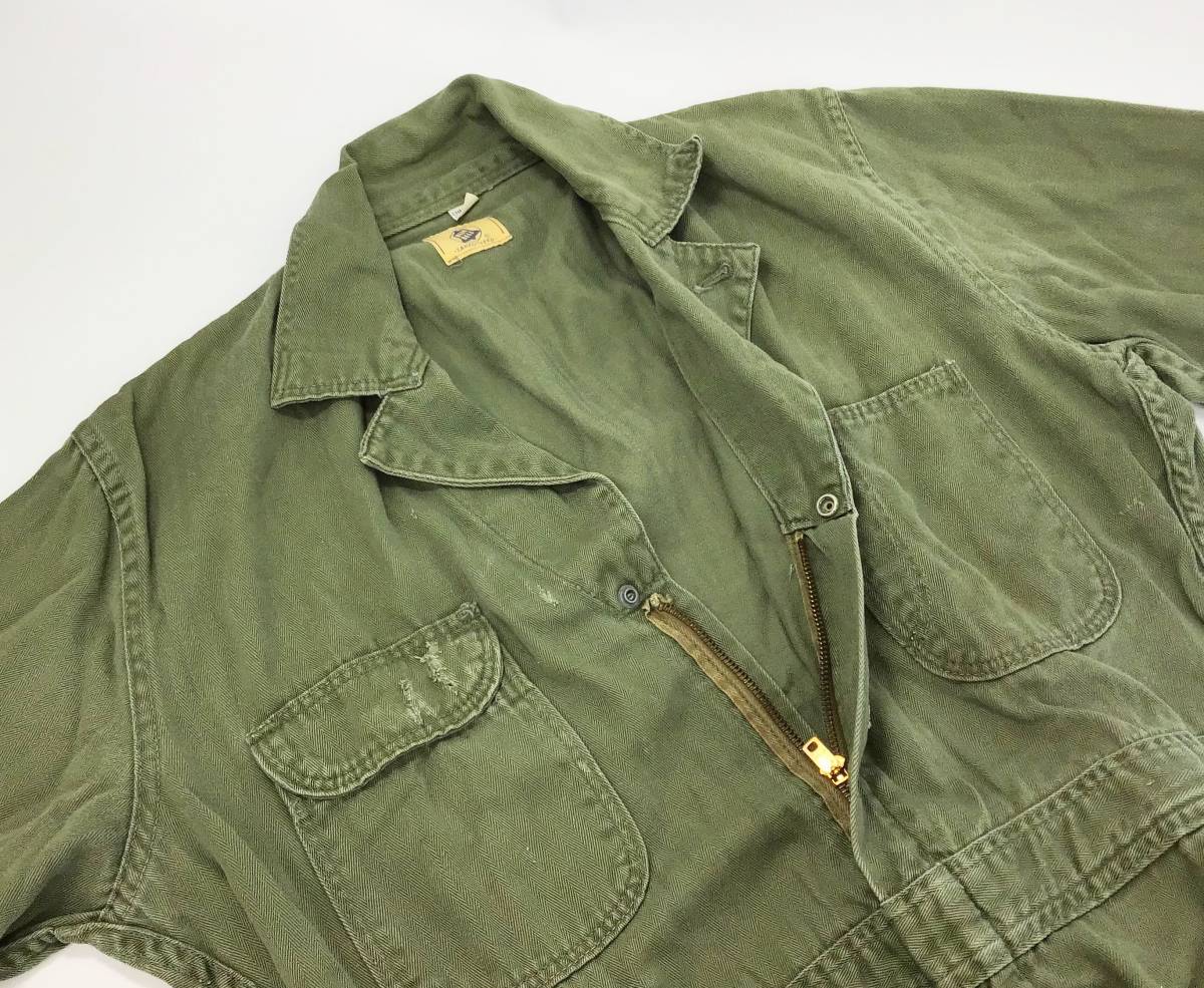BLUE BELL SANFORIZED つなぎ ヘリンボーン prenticeジッパー カーキ系