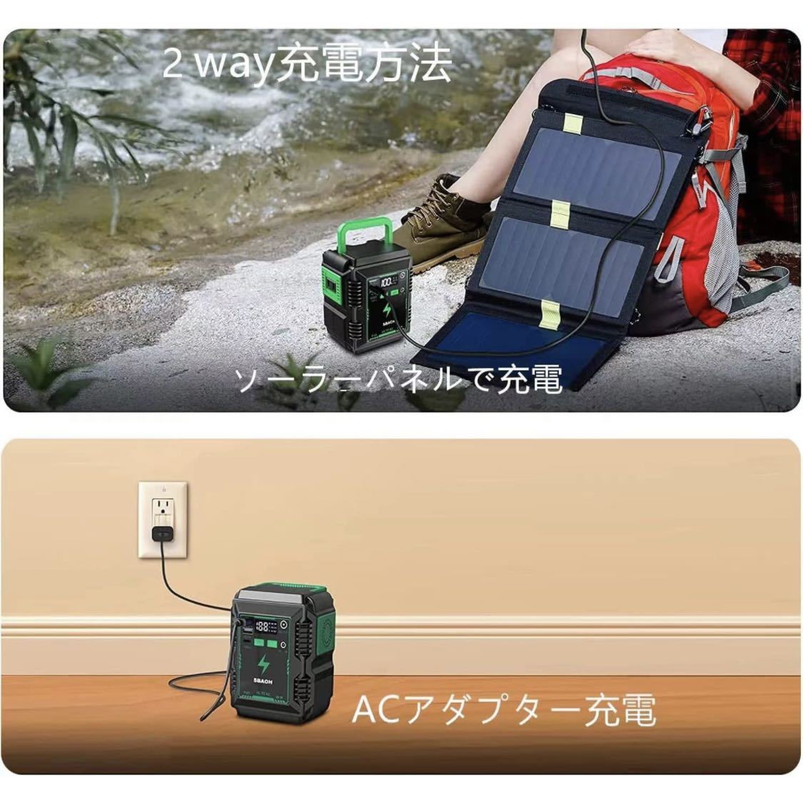 2024年おすすめのアイテム満載 SBAOH ポータブル電源 20000mAh/74Wh AC/DC/USB出力 発電機 USB 発電機