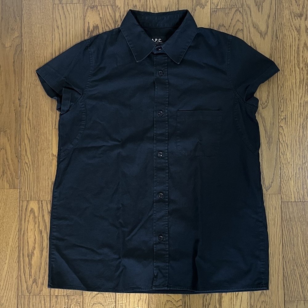 * APC A.P.C. cotton short sleeves shirt black size 36 USED old clothes *