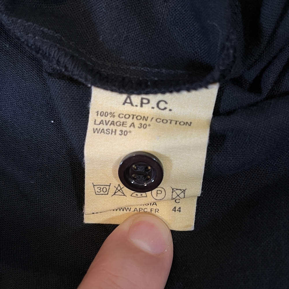 ◆ APC アーペーセー コットン 半袖シャツ ブラック サイズ36 USED 古着 ◆_画像5