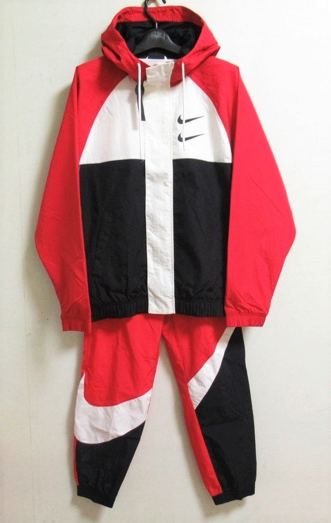 NIKE スウッシュ ウーブン ジャケット パンツ セットアップ 赤 NIKE スウッシュ ウーブン ジャケット パンツ セットアップ 赤