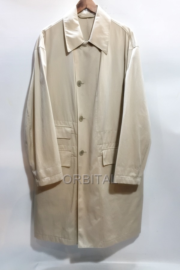  fee . mountain )LEMAIREru mail CAR COAT cotton turn-down collar over coat light beige size 48 long 