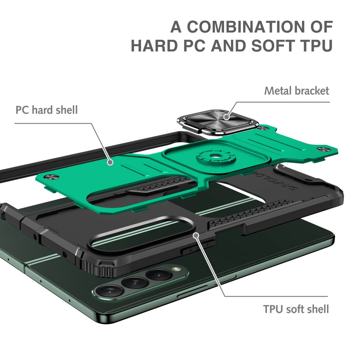 Galaxy Z Fold4 5G ケース SC-55C / au SCG16 リング 耐衝撃 カバー TPU+PC材質 滑り止め リング付き車載ホルダー対応 一体型 カバー_画像8