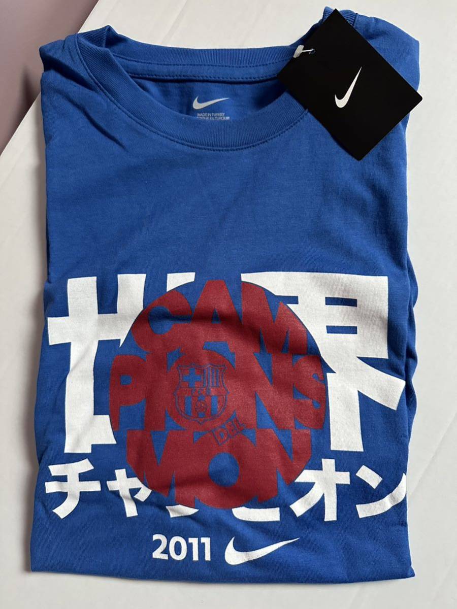 バルセロナ ナイキ Tシャツ 世界チャンピオン 優勝 Lサイズ サイン入り メッシ シャビ イニエスタ_画像2