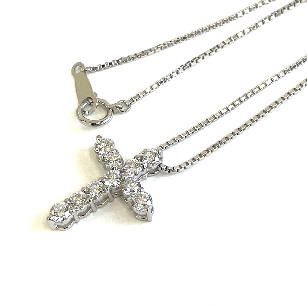 Pt850 Pt900 ダイヤ クロス ネックレス D1.00ct ネックレス-