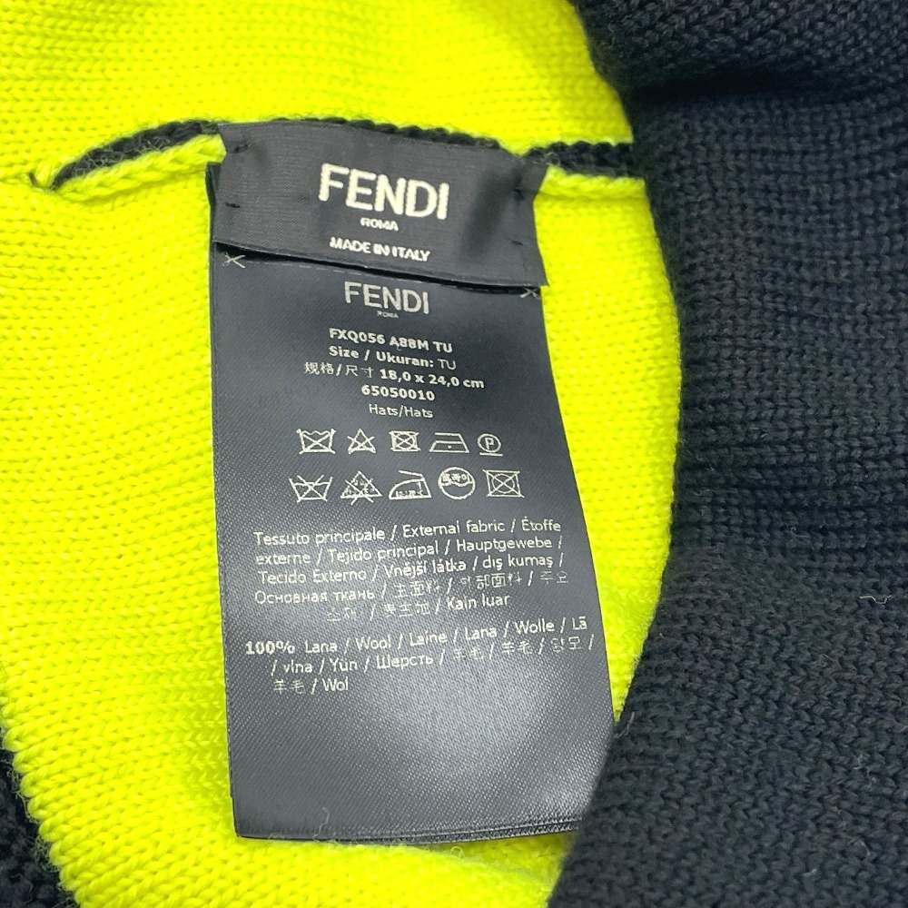 未使用 FENDI フェンディ FXQ056 ロゴ ボンボン付き ニットキャップ