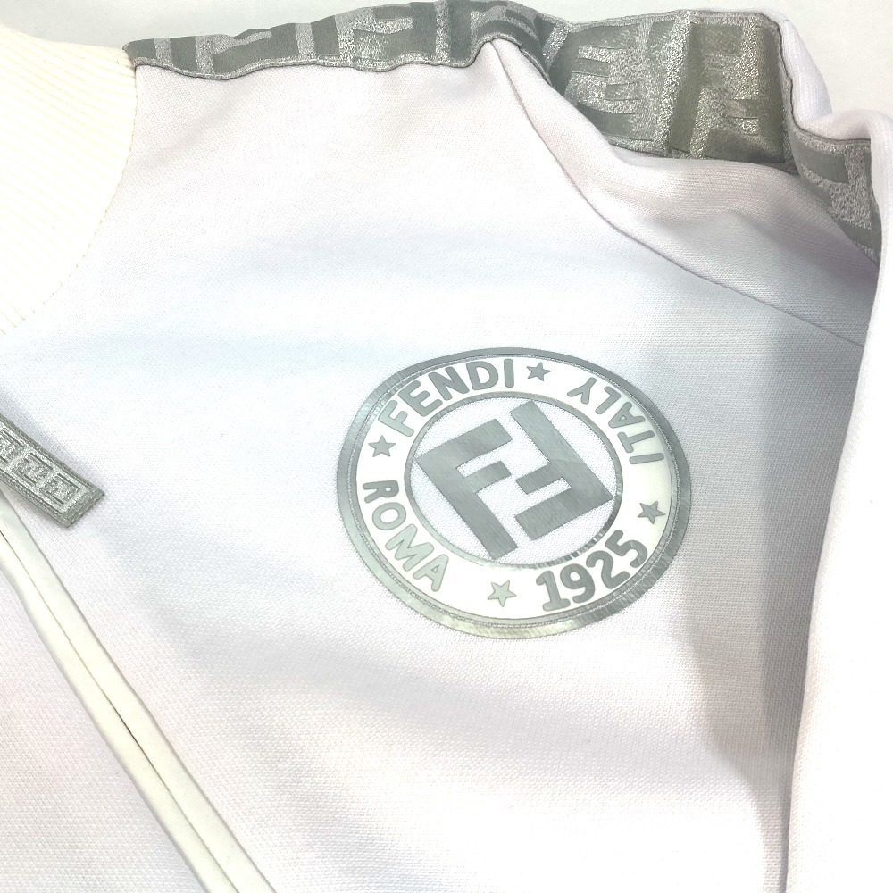 FENDI Fendi FAF069 одежда длинный рукав tops ламе Zucca Logo Zip выше тренировочный жакет белый женский [ б/у ] прекрасный товар 