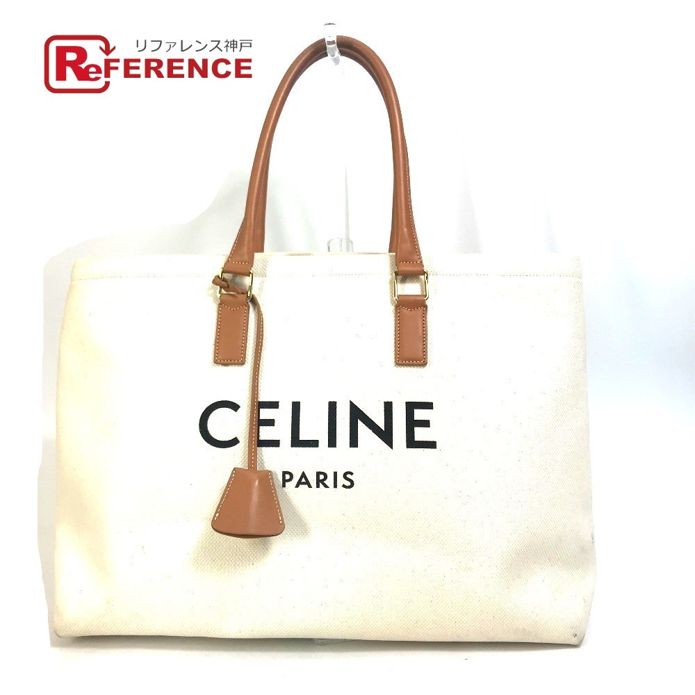 CELINE セリーヌ 190062 肩掛け ホリゾンタル カバ ロゴ トートバッグ カバン ショルダーバッグ ナチュラル/タン レディース【中古】_画像1