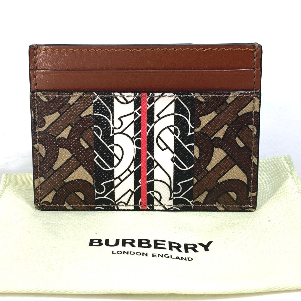 BURBERRY バーバリー 8020401 TB モノグラム パスケース 名刺入れ カードケース レザー/キャンバス ブラウン ユニセックス【中古】美品_画像10