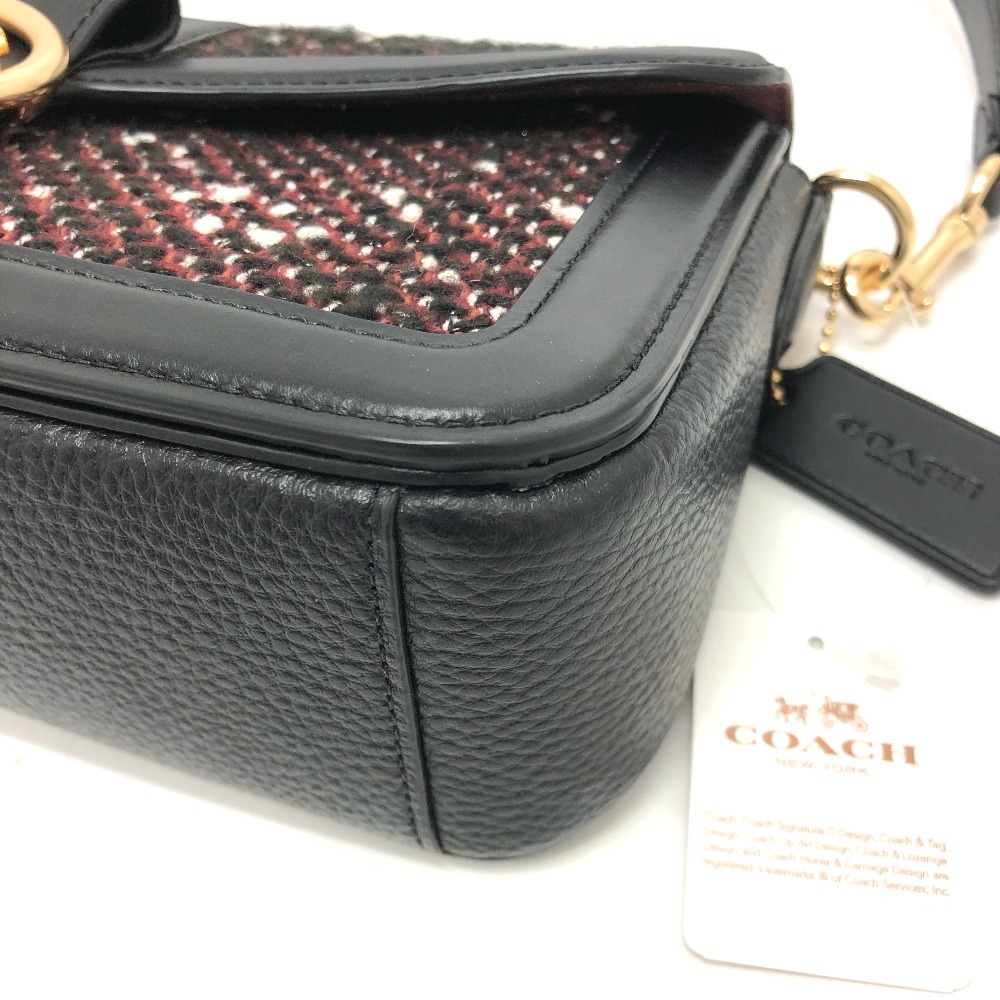 COACH コーチ 馬車金具 カバン ショルダーバッグ ツイード ブラック レディース【中古】美品_画像4