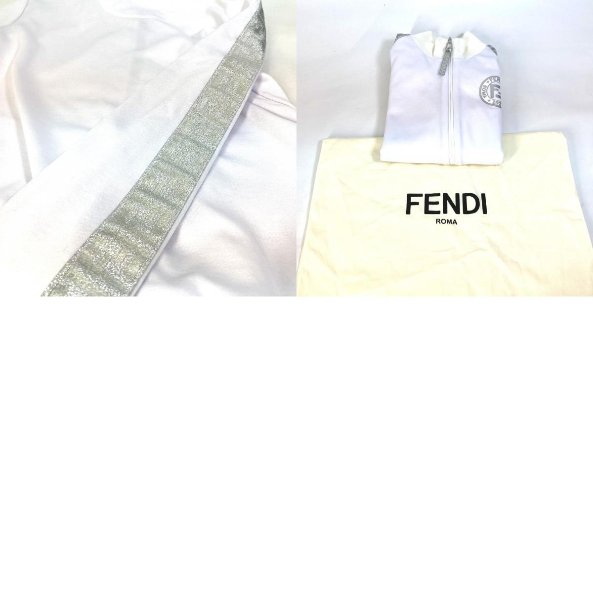 FENDI フェンディ FAF069 アパレル 長袖 トップス ラメ ズッカ ロゴ ジップアップ スウェット ジャケット ホワイト レディース【中古】美品_画像10