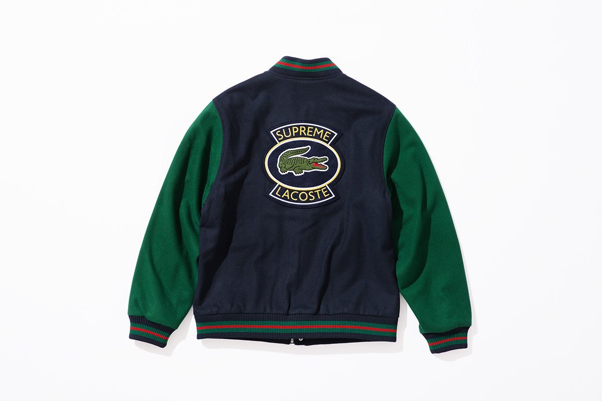 希少★新品本物【紺★Mサイズ】★LACOSTE Wool Varsity Jacket ラコステウールバジティー 正規店購入 シュプリーム 入手困難 Supreme 18SS_画像6