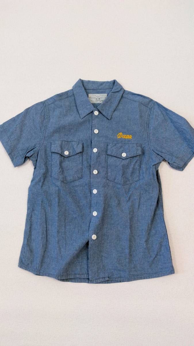 ヒューストン デニムシャツ 半袖 サイズ38 MEDIUM シャンブレーシャツ