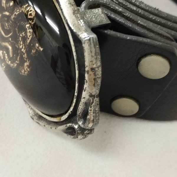 HYDRA ヒドラ 中空＆樹脂コーティング 蛇モチーフバックル レザーベルト ブラック ヘビ 革ベルト