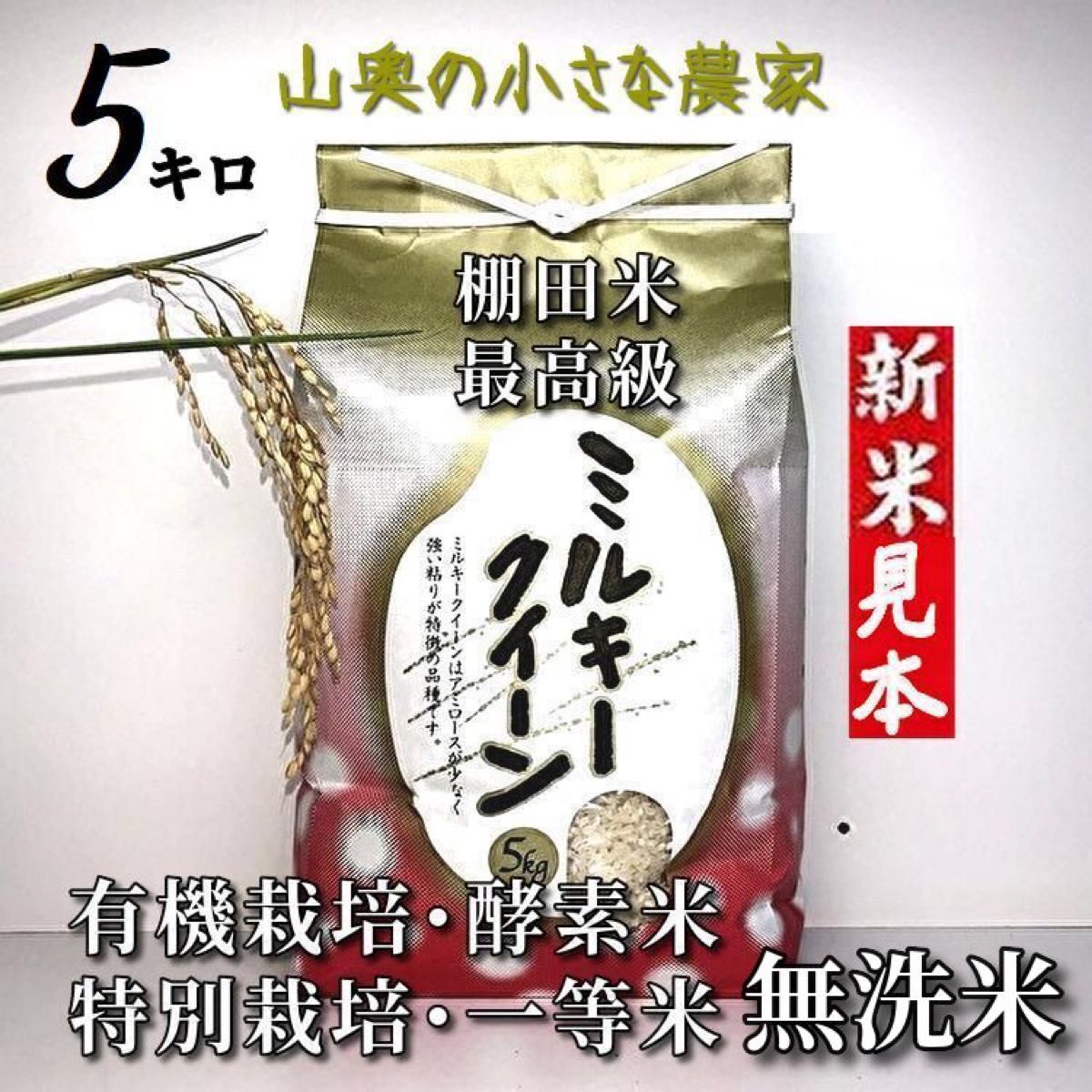 新米ミルキークイーン 酵素米 お米 玄米5kg「無洗米に精米」 - 通販