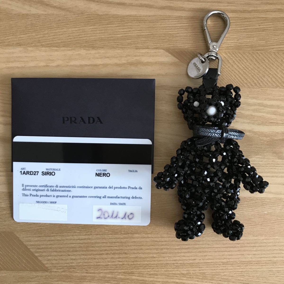  ultra rare ultimate beautiful goods PRADA Prada bear crystal Bear - key holder black black 