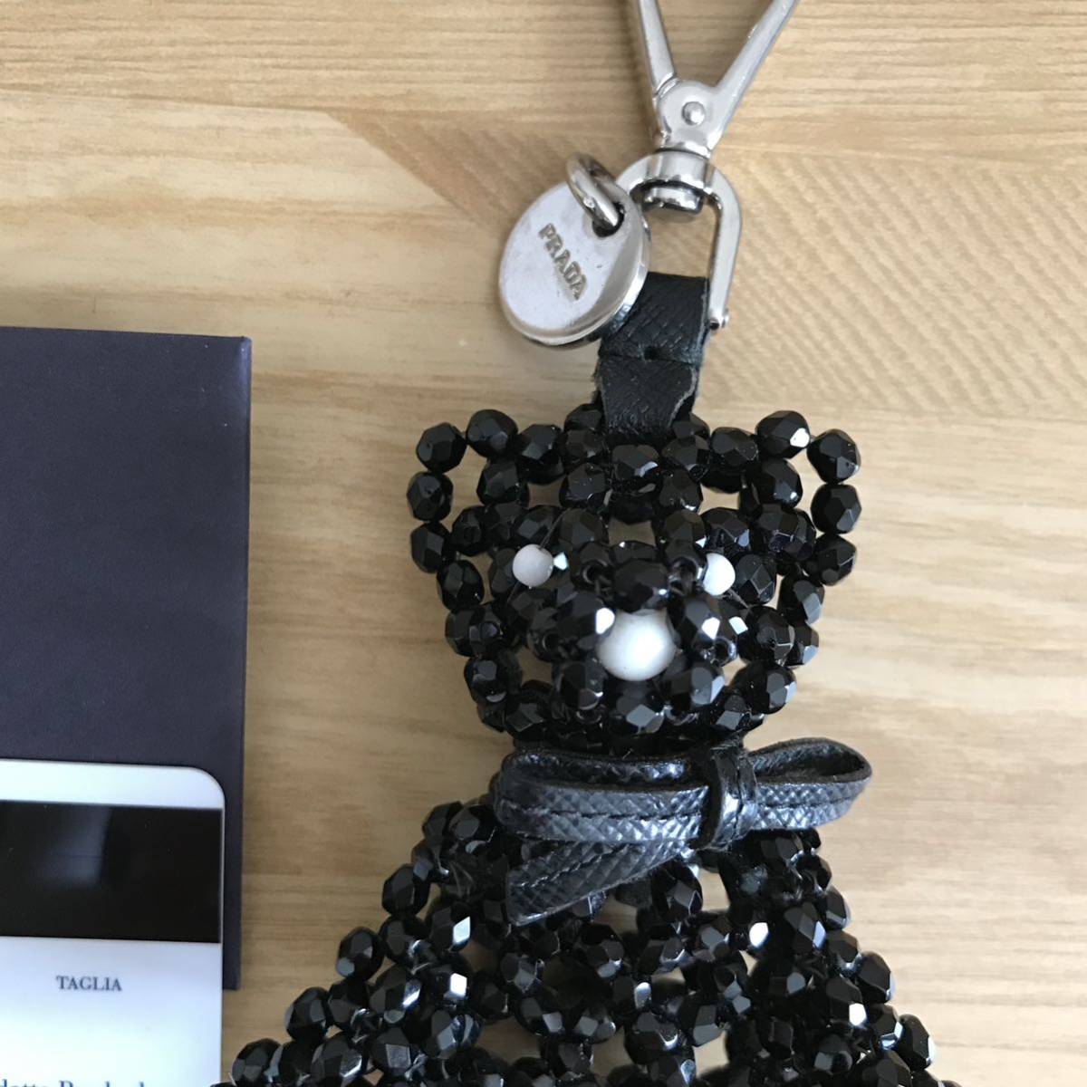  ultra rare ultimate beautiful goods PRADA Prada bear crystal Bear - key holder black black 