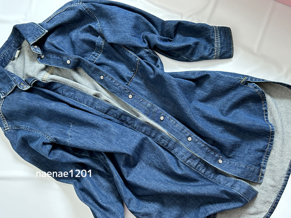 H&M エイチアンドエム デニムシャツワンピース ロングシャツ 未使用品 メンズ_画像2