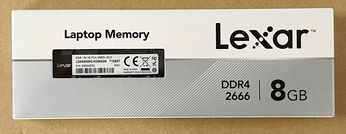 1円スタート Lexar ノートパソコン用メモリ PC4-21300 8GB SODIMM レキサー DDR4-2666 8GB 未開封_画像1