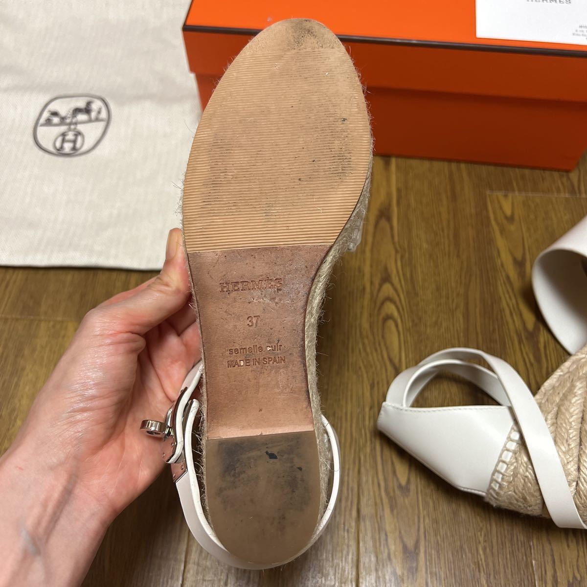 エルメス ティボリ ウエッジソール 新品同様 37 ケリー