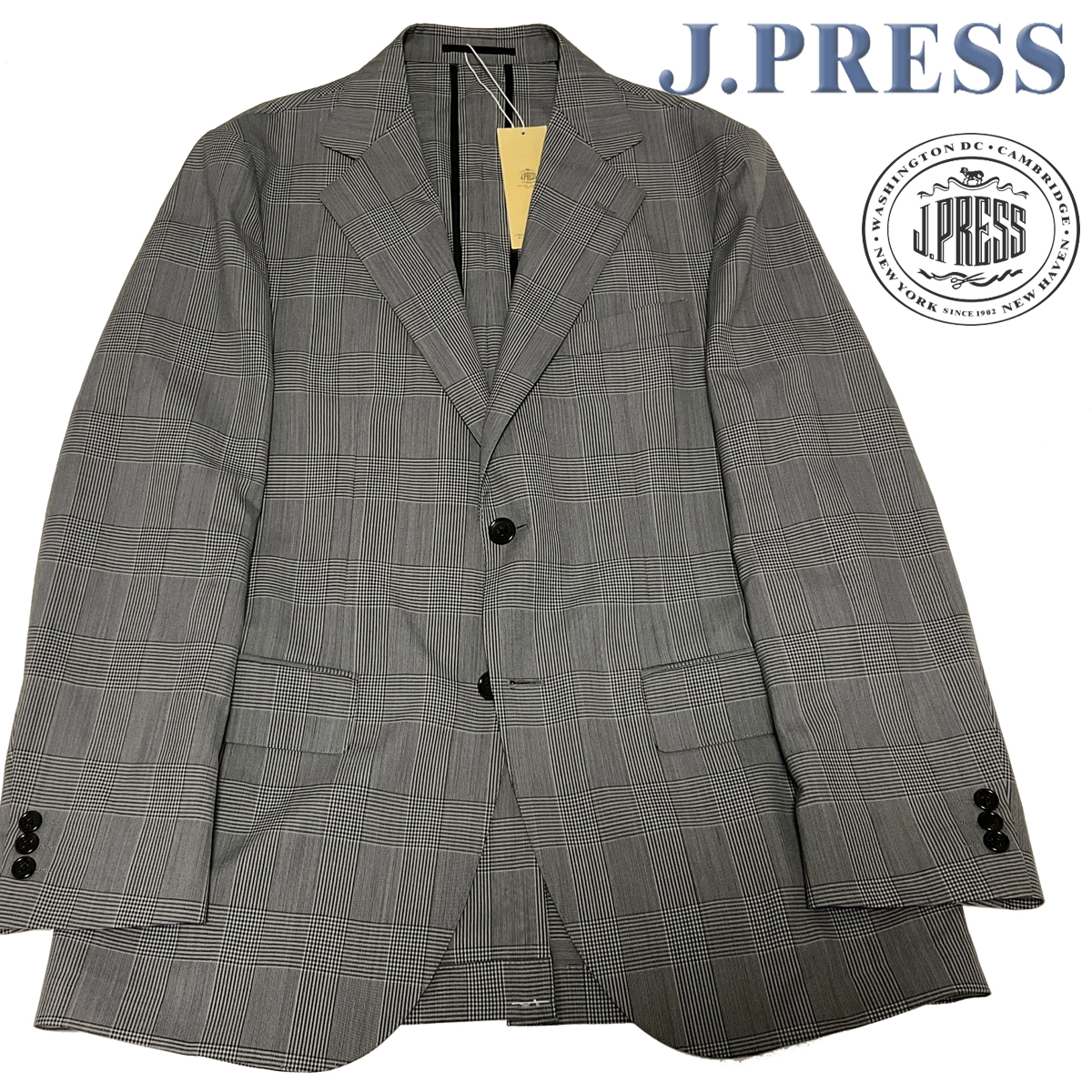 JP388L 新品/春夏 J.PRESS Jプレス ストレッチ 軽量/ウォッシャブル グレナカートチェック アンコンジャケット オンワード樫山