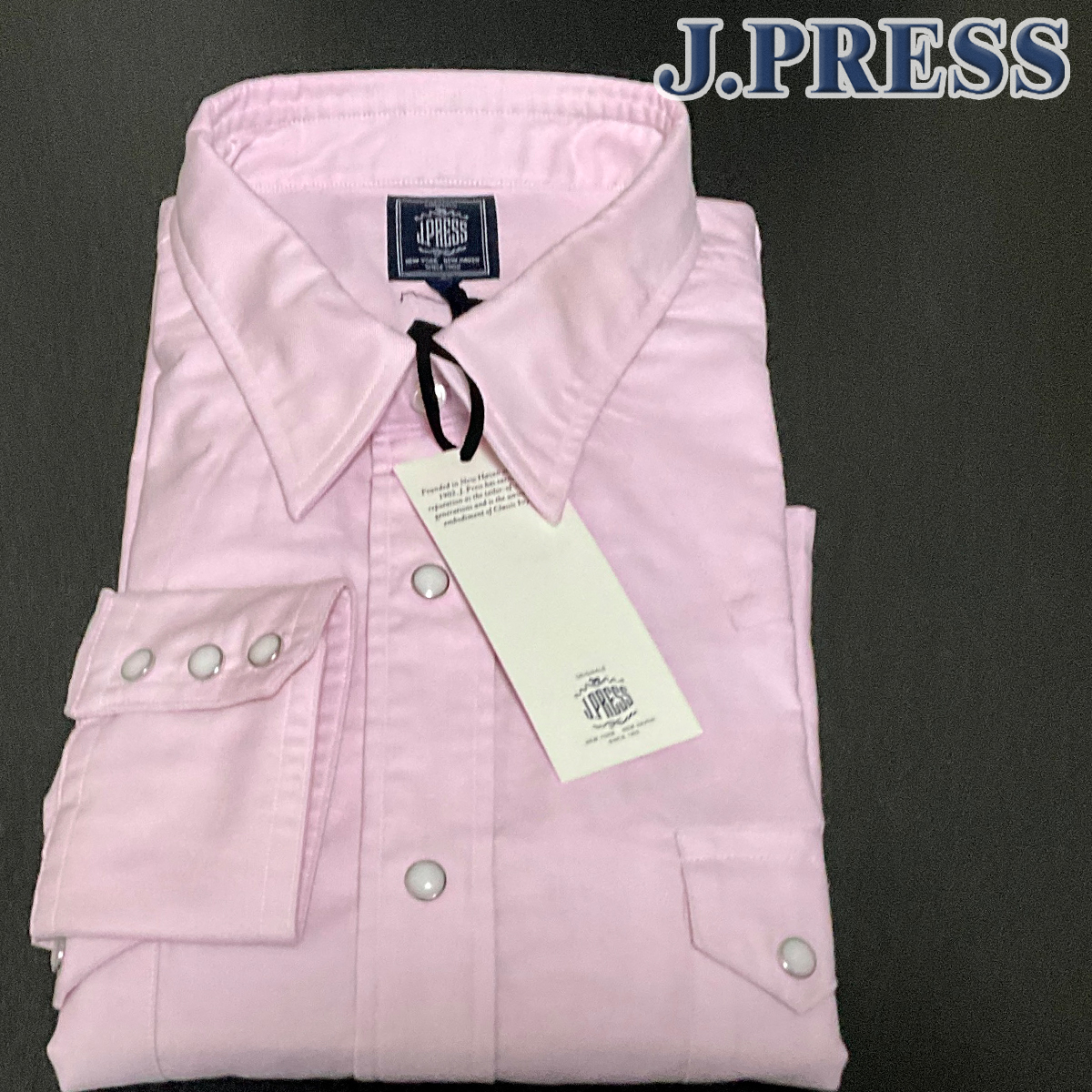 JP416XL 新品 定価1.9万 オンワード樫山 J.PRESS Jプレス ORIGINALS 秋冬春 綿100％ 長袖ウエスタンシャツ 薄いピンク_画像2