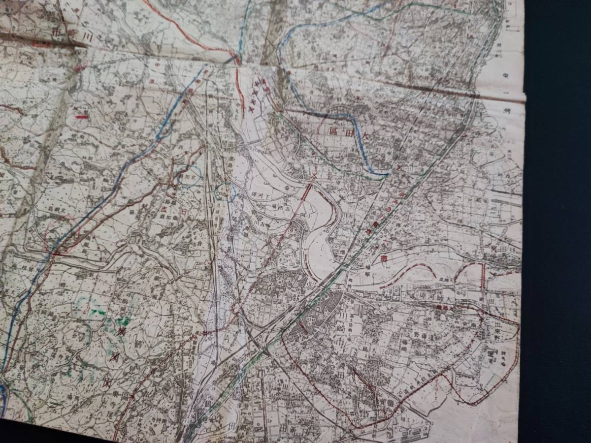  old map [ war front / Showa era 31 year * Kanagawa prefecture [ Yokohama / Yokosuka / Fujisawa / flat .][ Kawasaki ](5 ten thousand minute. 1) map ]3 sheets *2 sheets is glue . attached.