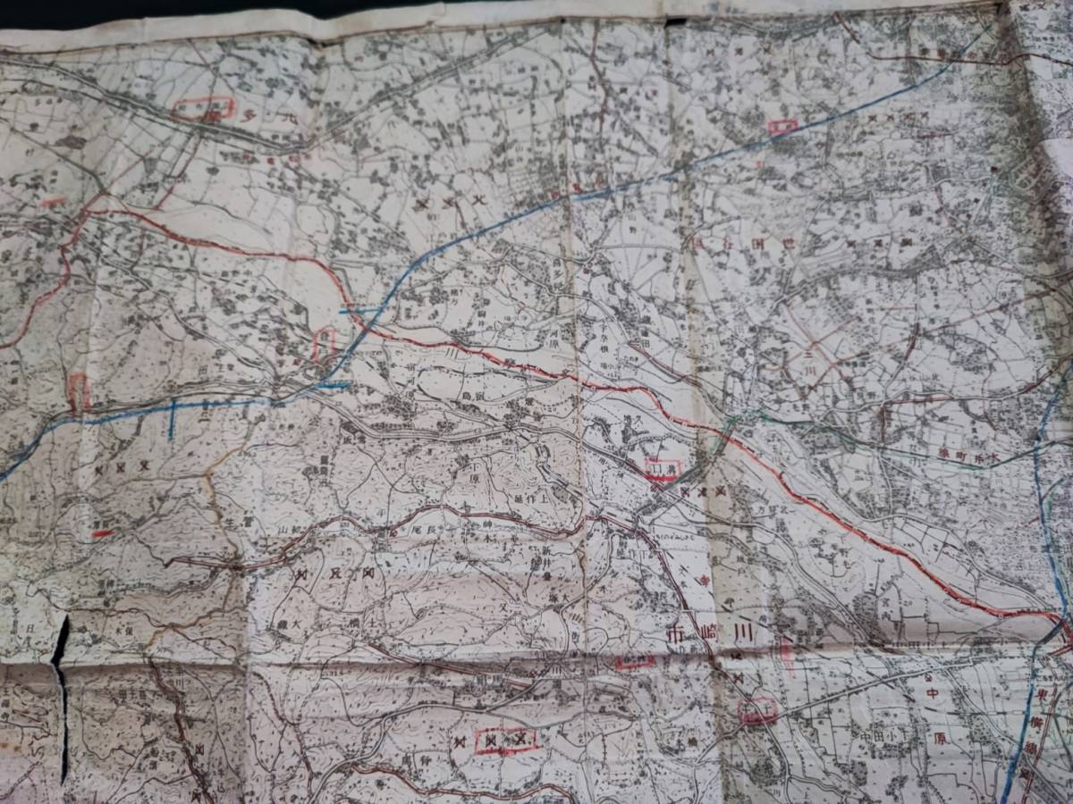  old map [ war front / Showa era 31 year * Kanagawa prefecture [ Yokohama / Yokosuka / Fujisawa / flat .][ Kawasaki ](5 ten thousand minute. 1) map ]3 sheets *2 sheets is glue . attached.