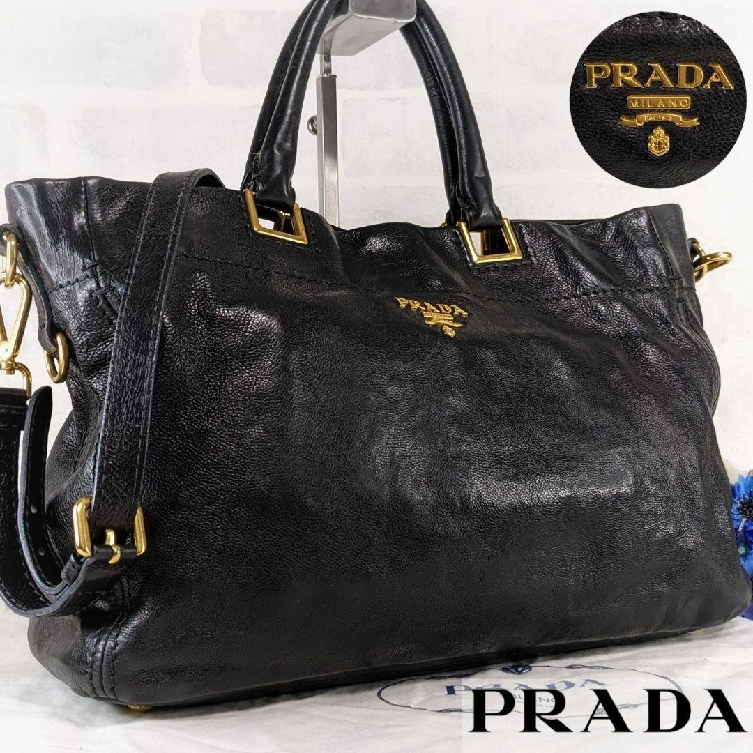 人気SALE2023 PRADA - プラダ PRADA 2way ハンドバッグ 黒 ゴールド