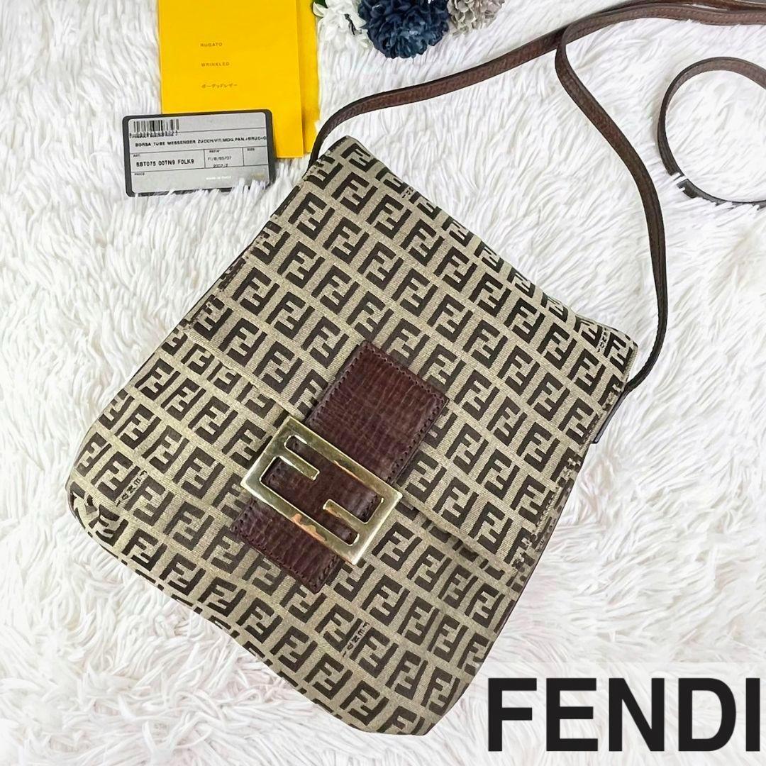 極美品 FENDI フェンディ ショルダーバッグ ズッキーノ ゴールド