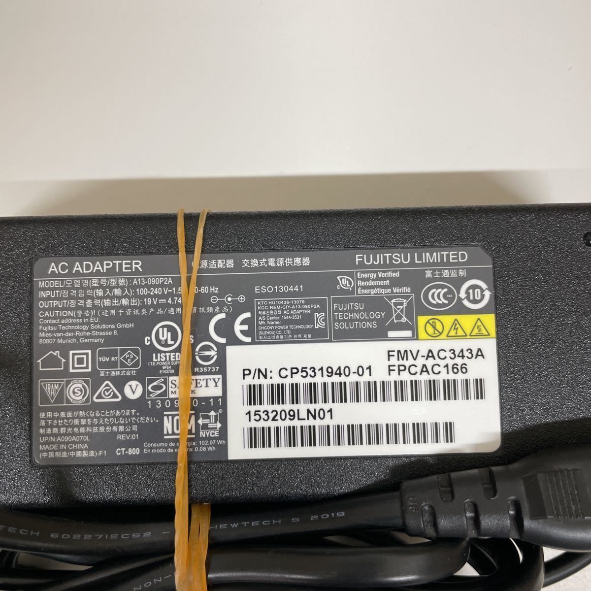 [10 piece set ] Fujitsu original 19V 4.74A 90W FMV-AC343A A13-090P2A ADP-90BEC A744/K A744/H etc. conform power supply cable attaching operation guarantee [ free shipping ]