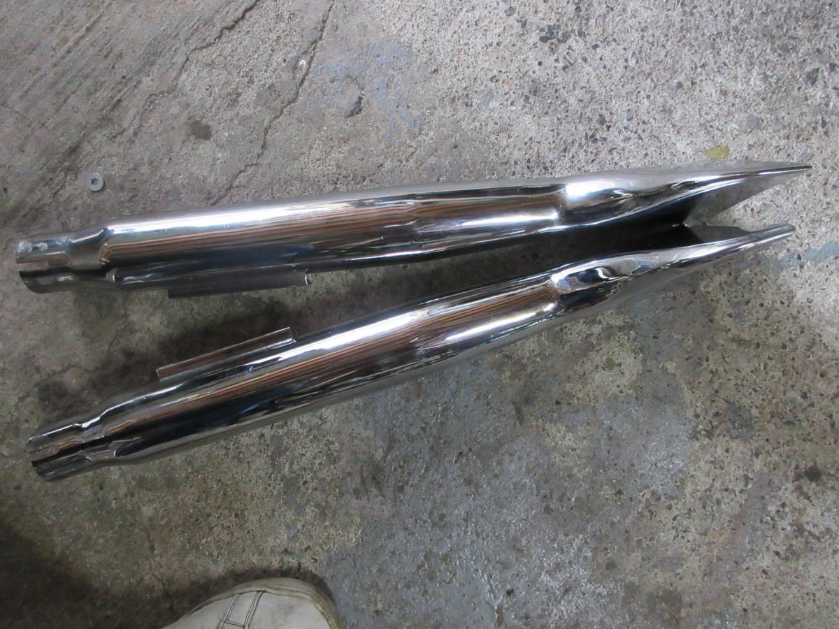 *fishu tail muffler left right scratch thing junk search ) Harley Rebel chopper 