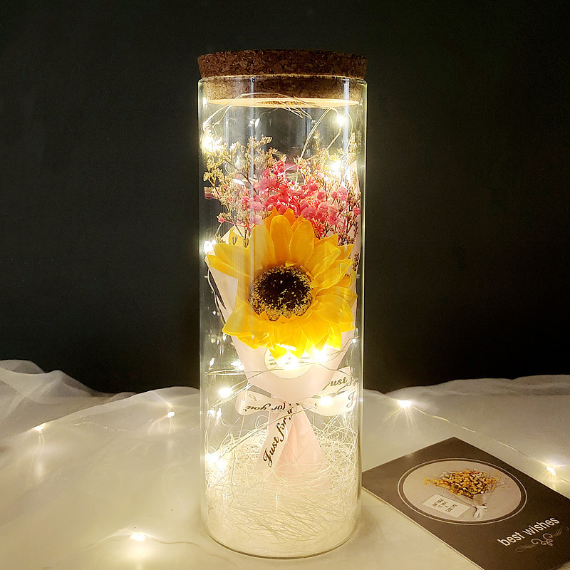 花束 高級な花 枯れない花 永遠の花 電池式 LEDライト付き フラワーギフト 永遠の花 妻 母の日 結婚記念日 誕生日プレゼント 